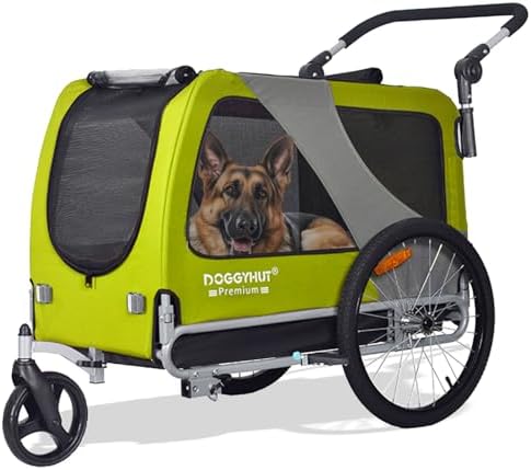DOGGYHUT® Premium XL 2-in-1 Fahrradanhänger & Jogger – Für Große Hunde (23-45 kg)