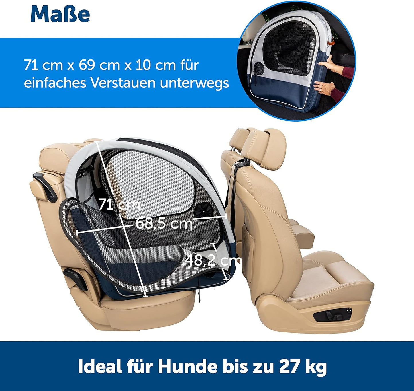 PetSafe Happy Ride Faltbare Hundebox für Rücksitz – Belüftet, Sicher & Platzsparend