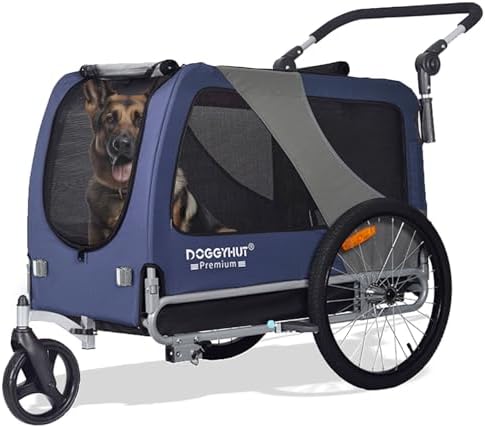 DOGGYHUT® Premium XL 2-in-1 Fahrradanhänger & Jogger – Für Große Hunde (23-45 kg)