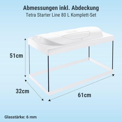 Tetra Starter Line 80L Aquarium-Komplettset (Weiß) – Inkl. LED, Filter & Heizer