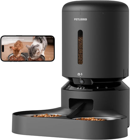 PETLIBRO Automatischer Futterautomat mit Kamera (5L) – Doppelnapf, 5G WLAN & Nachtsicht