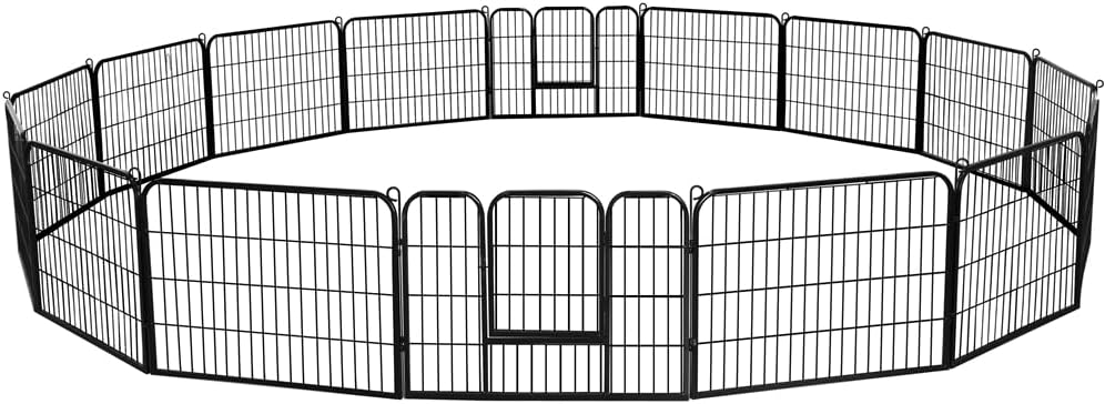 Yaheetech Premium Welpenauslauf (16-tlg, 100cm hoch) – Freigehege mit 2 Türen & Sicherer Verriegelung