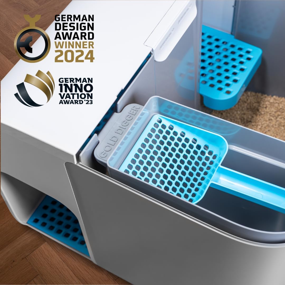 elly&bruce Cloou XL Design-Katzentoilette – Mit Auffangtreppe & Hohem Rand (Gegen Strandeffekt)