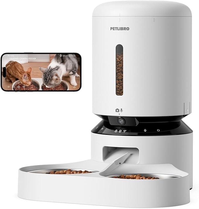 PETLIBRO Automatischer Futterautomat mit Kamera (5L) – Doppelnapf, 5G WLAN & Nachtsicht
