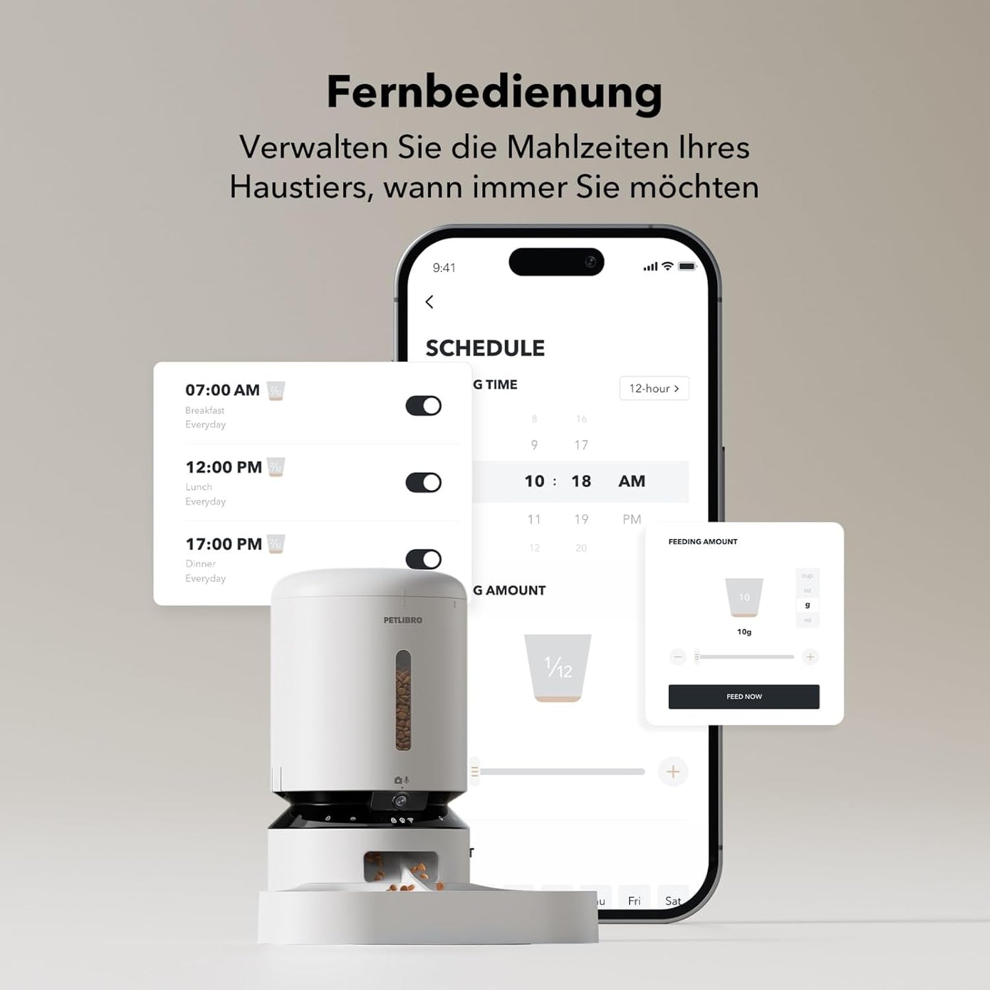 PETLIBRO Automatischer Futterautomat mit Kamera (5L) – Doppelnapf, 5G WLAN & Nachtsicht
