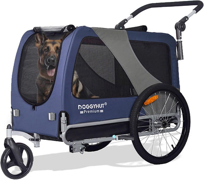 DOGGYHUT® Premium XL 2-in-1 Fahrradanhänger & Jogger – Für Große Hunde (23-45 kg)