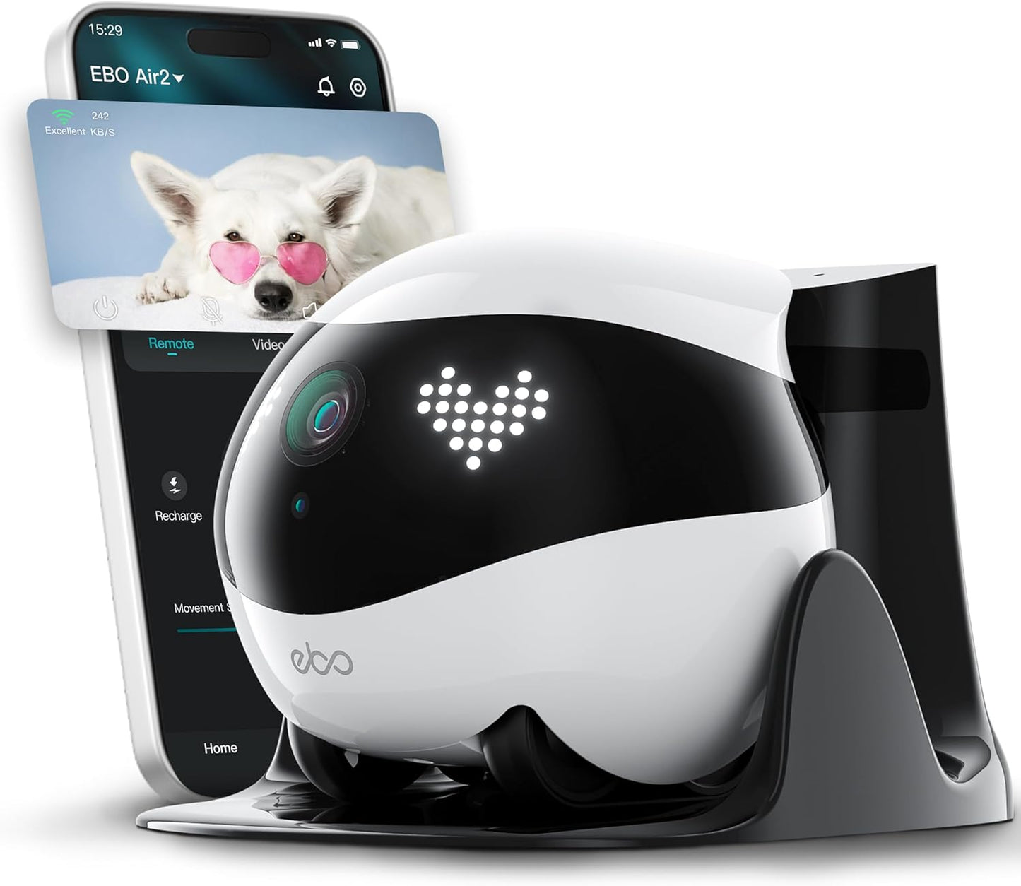 Enabot EBO Air 2 – Mobiler Haustier-Roboter & 2K Kamera – Selbstaufladend, Nachtsicht & 2-Wege-Audio