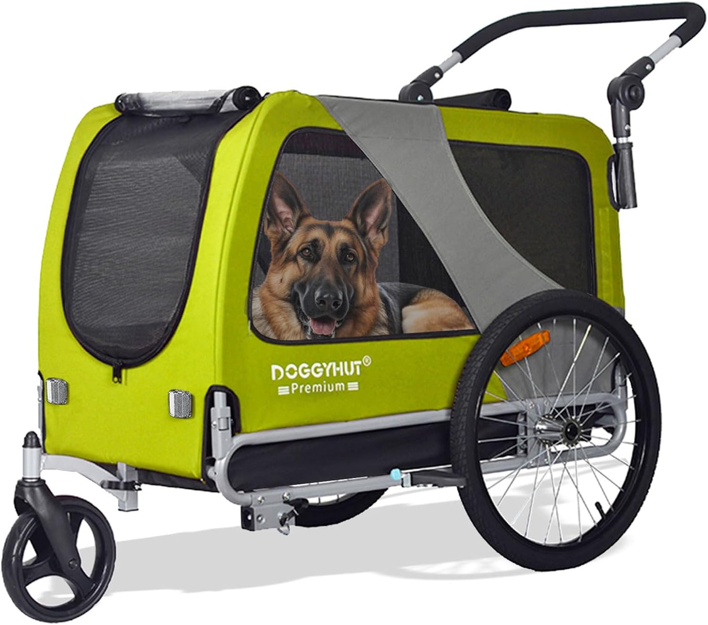 DOGGYHUT® Premium XL 2-in-1 Fahrradanhänger & Jogger – Für Große Hunde (23-45 kg)