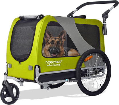 DOGGYHUT® Premium XL 2-in-1 Fahrradanhänger & Jogger – Für Große Hunde (23-45 kg)