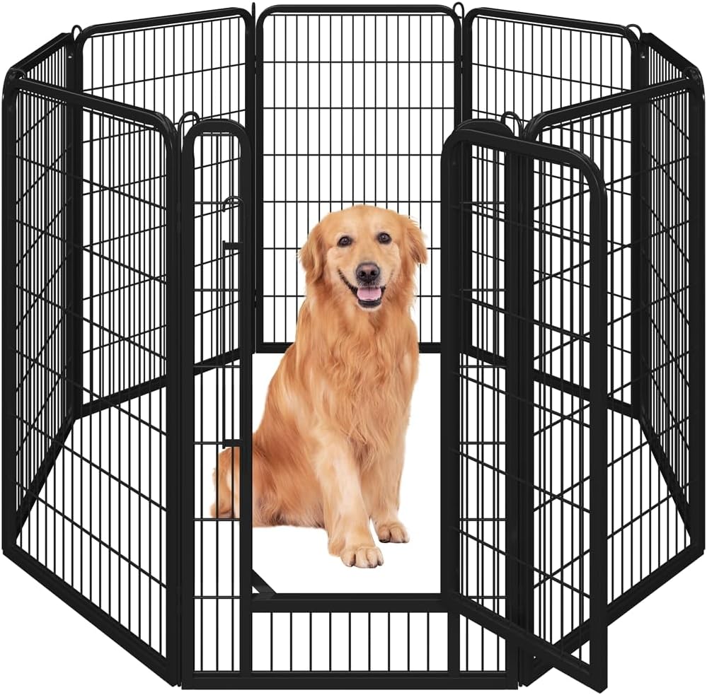 Yaheetech Premium Welpenauslauf (16-tlg, 100cm hoch) – Freigehege mit 2 Türen & Sicherer Verriegelung