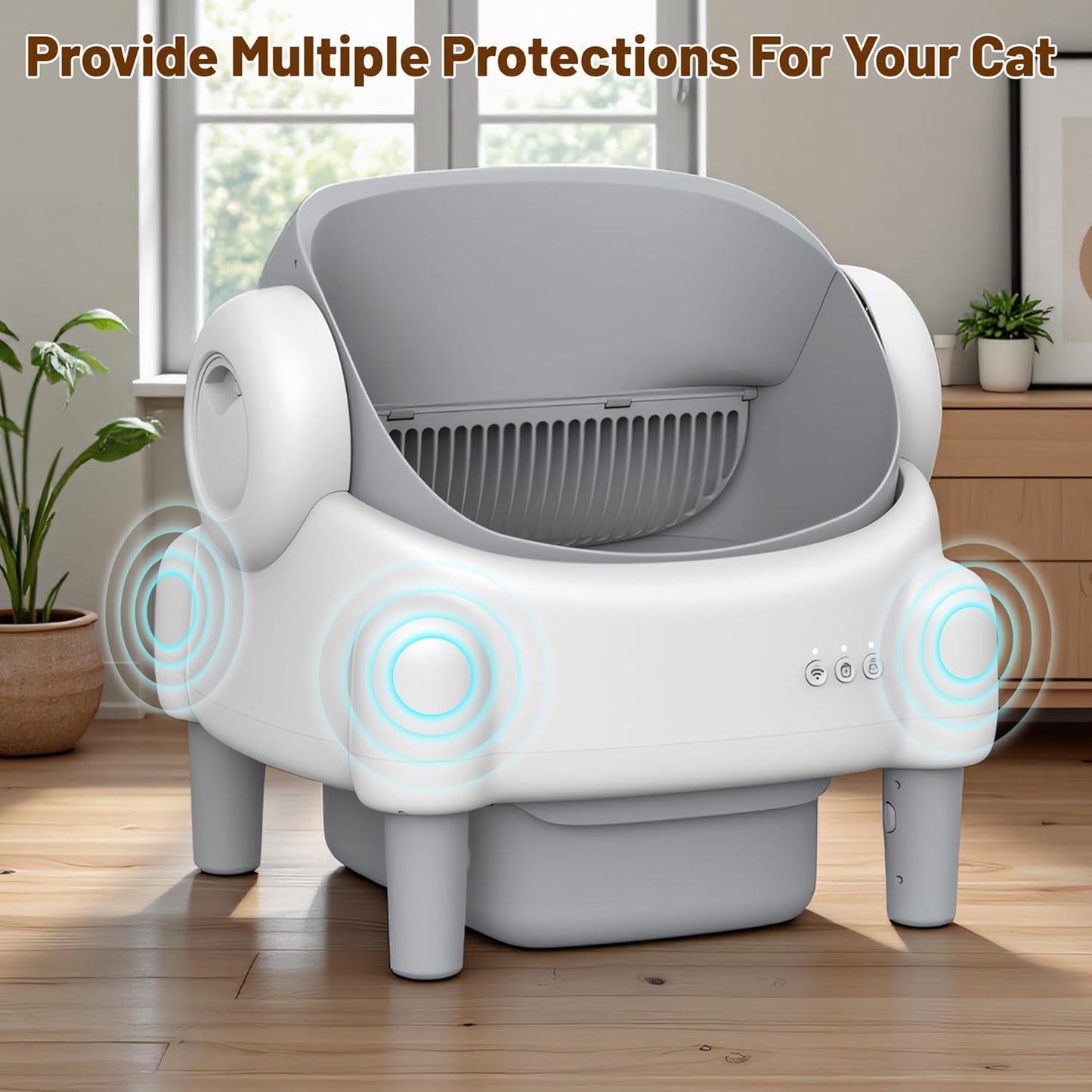 Smarte Selbstreinigende Katzentoilette (Top-Entry) – Mit App-Steuerung, Sicherheitssensoren & Geruchsstop