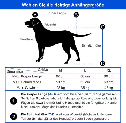 DOGGYHUT® Premium XL 2-in-1 Fahrradanhänger & Jogger – Für Große Hunde (23-45 kg)