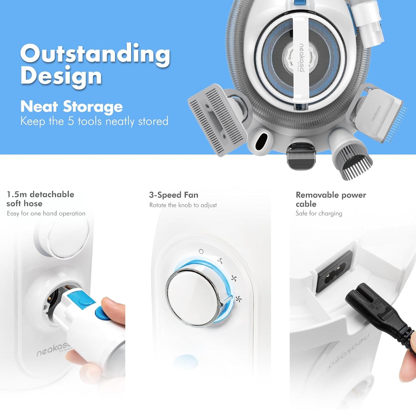 Neakasa P2 Pro Tierhaarschneidemaschine mit Staubsauger – 5-in-1 Profi-Pflegeset, Leise & Sauber
