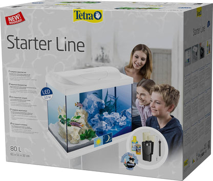 Tetra Starter Line 80L Aquarium-Komplettset (Weiß) – Inkl. LED, Filter & Heizer