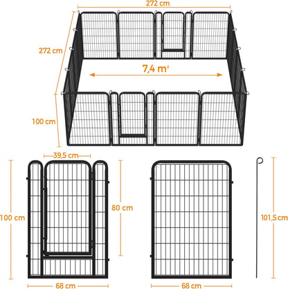 Yaheetech Premium Welpenauslauf (16-tlg, 100cm hoch) – Freigehege mit 2 Türen & Sicherer Verriegelung