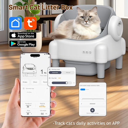 Smarte Selbstreinigende Katzentoilette (Top-Entry) – Mit App-Steuerung, Sicherheitssensoren & Geruchsstop