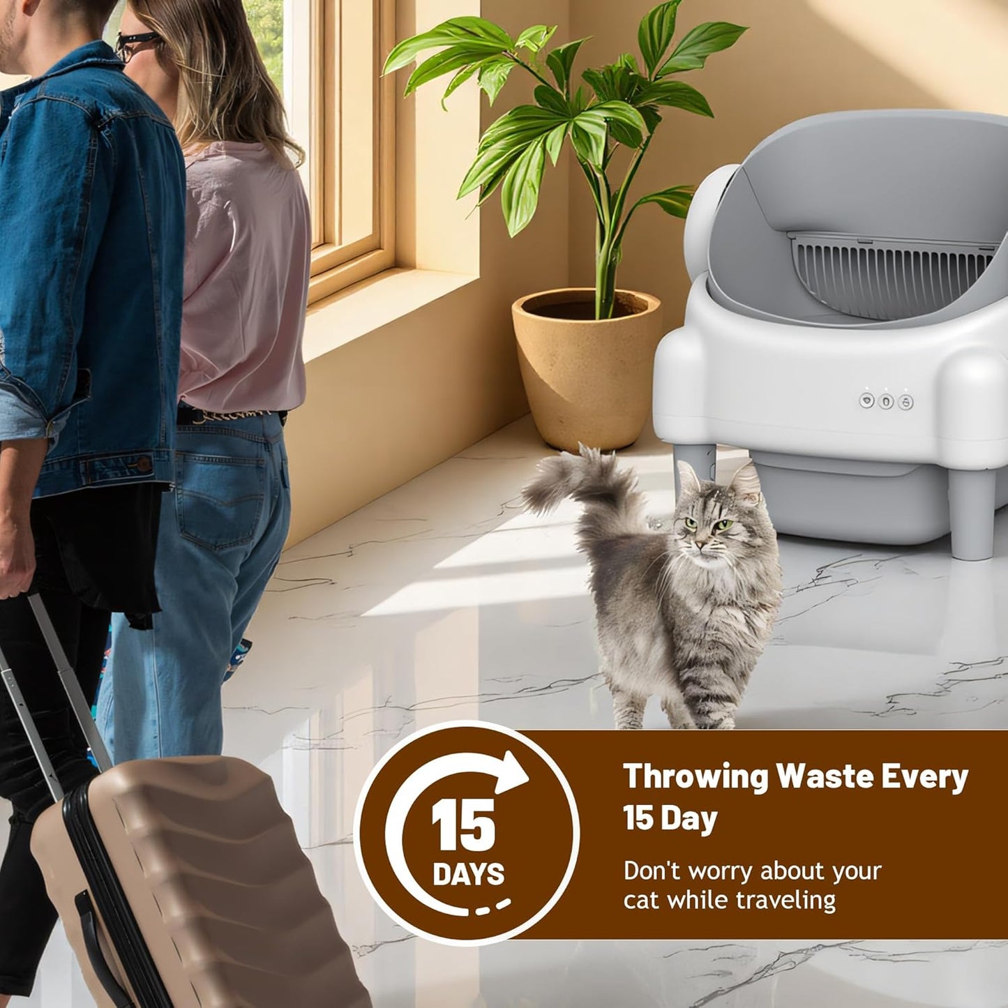 Smarte Selbstreinigende Katzentoilette (Top-Entry) – Mit App-Steuerung, Sicherheitssensoren & Geruchsstop
