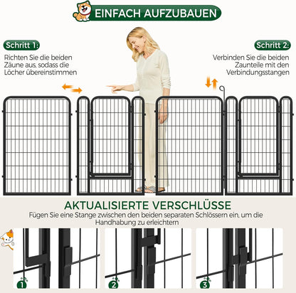 Yaheetech Premium Welpenauslauf (16-tlg, 100cm hoch) – Freigehege mit 2 Türen & Sicherer Verriegelung