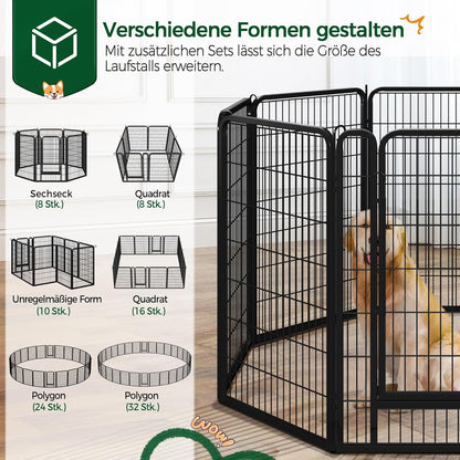 Yaheetech Premium Welpenauslauf (16-tlg, 100cm hoch) – Freigehege mit 2 Türen & Sicherer Verriegelung