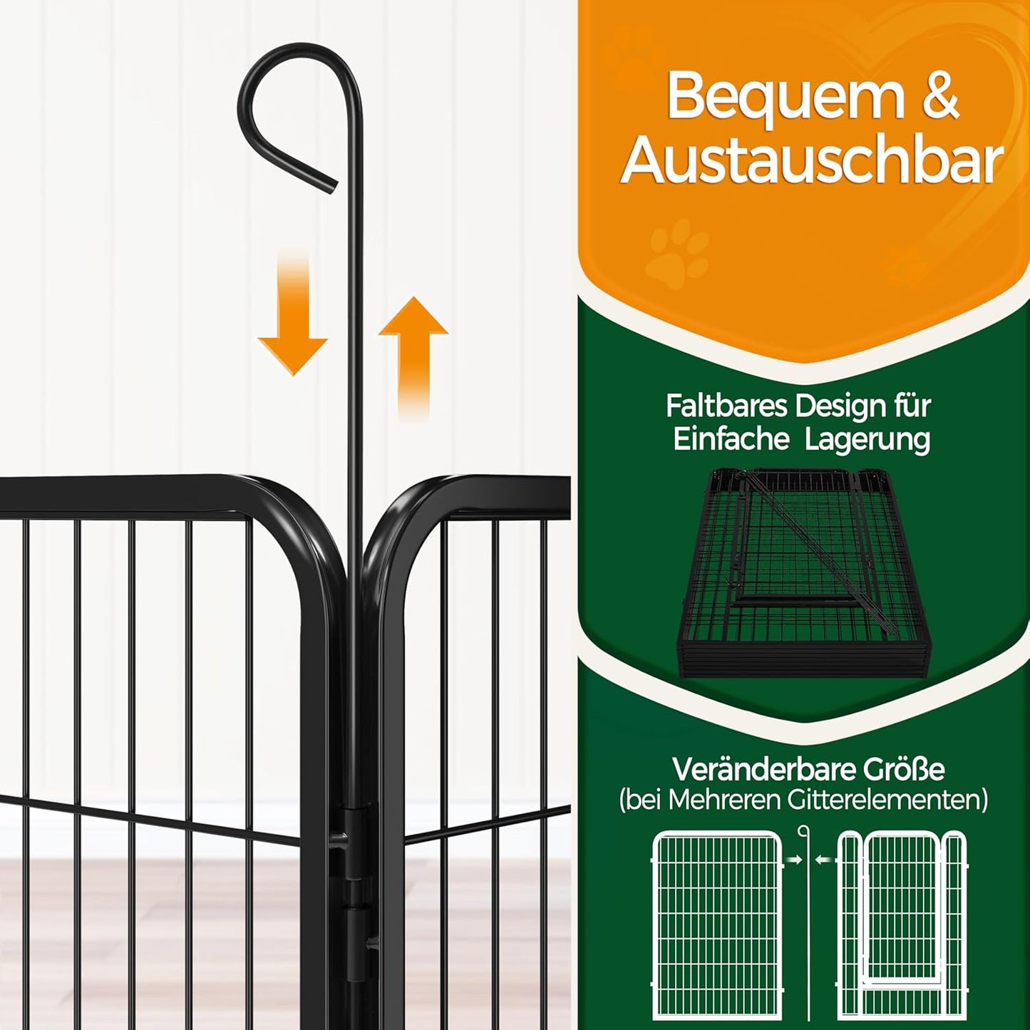 Yaheetech Premium Welpenauslauf (16-tlg, 100cm hoch) – Freigehege mit 2 Türen & Sicherer Verriegelung