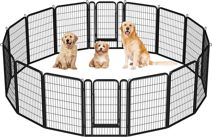 Yaheetech Premium Welpenauslauf (16-tlg, 100cm hoch) – Freigehege mit 2 Türen & Sicherer Verriegelung