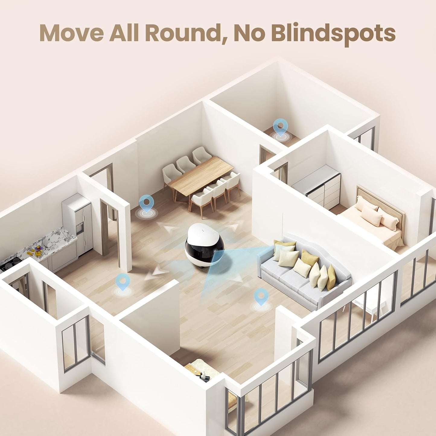 Enabot EBO Air 2 – Mobiler Haustier-Roboter & 2K Kamera – Selbstaufladend, Nachtsicht & 2-Wege-Audio